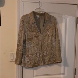 Tan pearl studded jacket